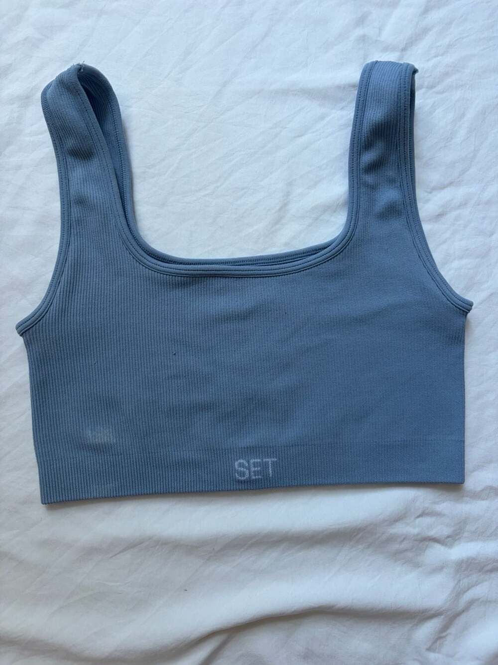 SET Active x Madhappy Sculptflex Box Cut Sports Bra Blue Jean Size S